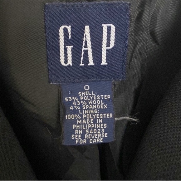 Gap Vintage Black Wool Blend Long Sleeve Button Front Blazer Coat Jacket Size 0 - Picture 3 of 3